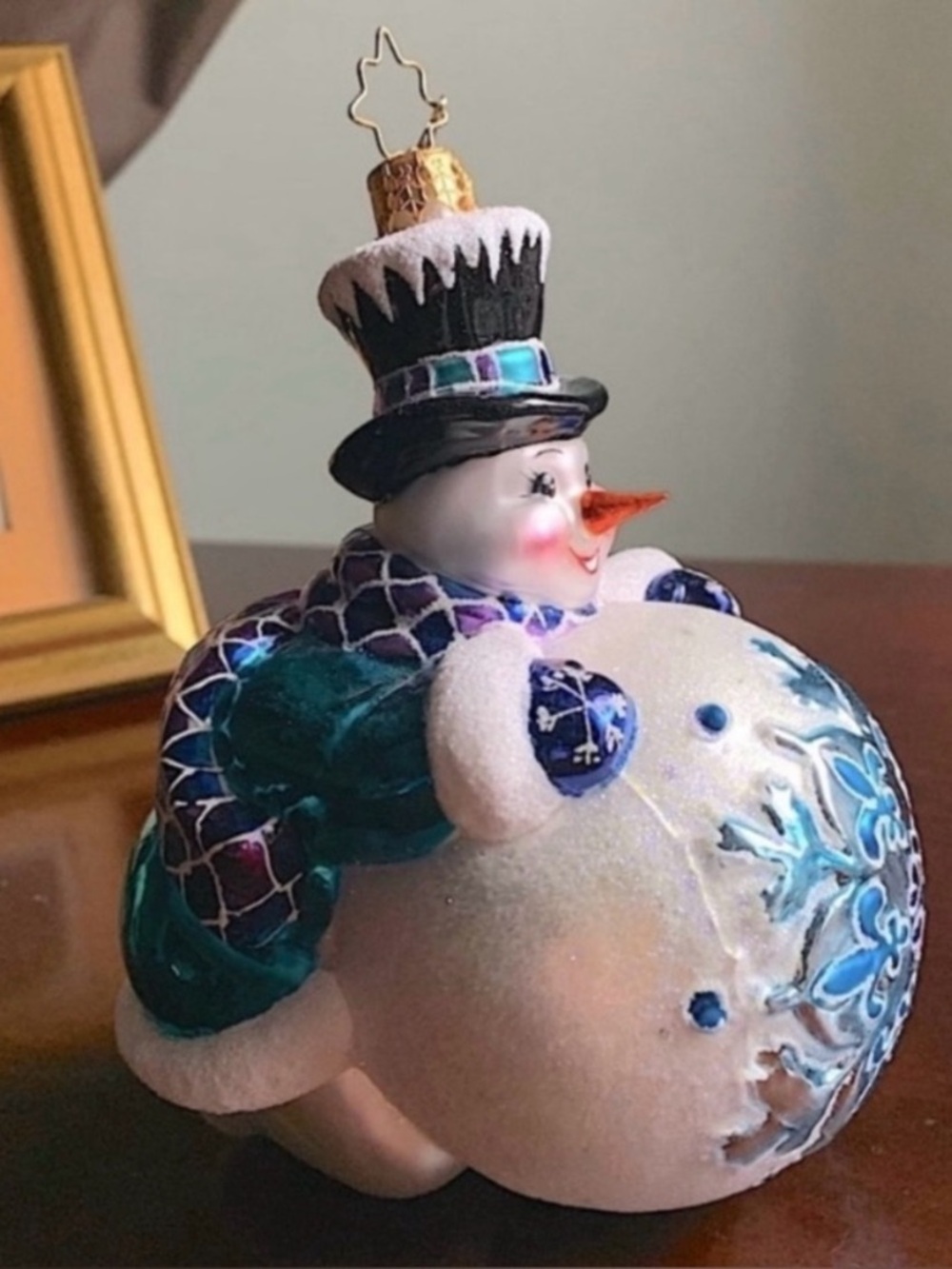 Rare 2012 Christopher Radko
Snowman Rollin' Out the Holidays Ornament